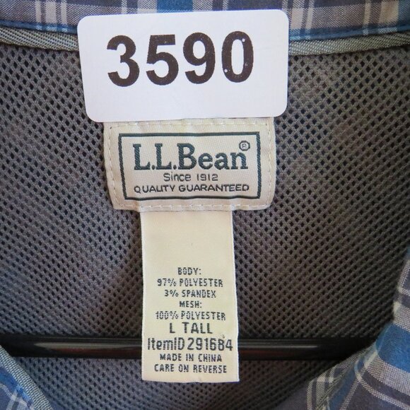 L.L.Bean* Men's Long Tab Sleeve Button Down Curved Hem Plaid Pocket Shirt~ LT - Picture 3 of 11